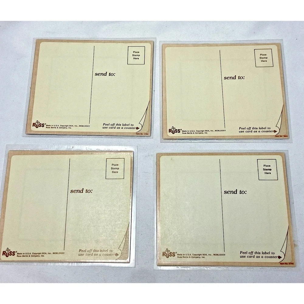 Lot Of 4 Novelty Postcard Russ Coaster Card Inspirational Duck Beach Vintage NOS